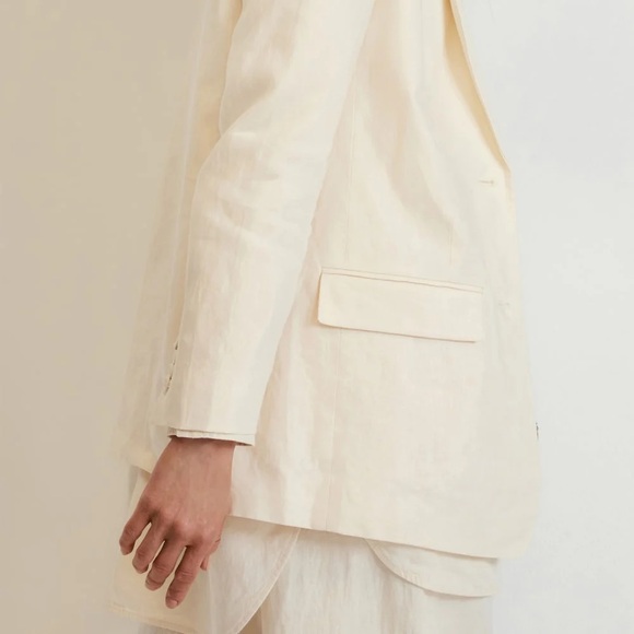 Everlane Oversized Linen Blazer Ivory White Single Breasted Jacket Size 12 NWOT - Picture 7 of 13